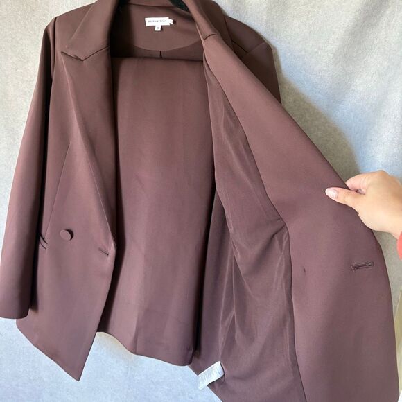 Good American Brown Double Breasted Scuba Suit Blazer and Slacks Size 3 (L) - Picture 5 of 14